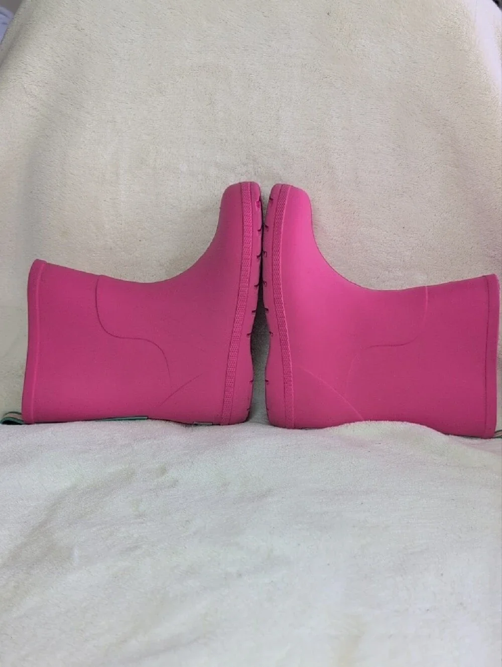 totes Kids Pink Rain Boots with Teal Pull Tabs